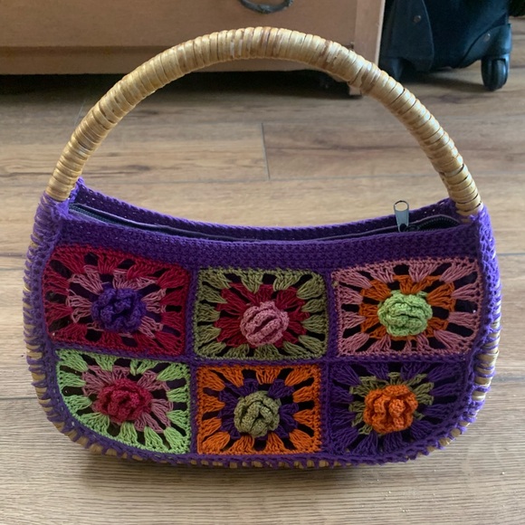 1970’s Crochet & Wicker Boho Handbag - Picture 3 of 7